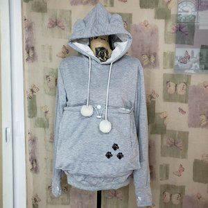 Gray embroidered hooded sweatshirt